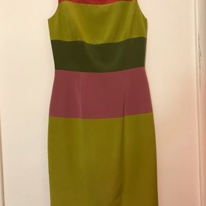 Avocado, Pink, and Black Dress